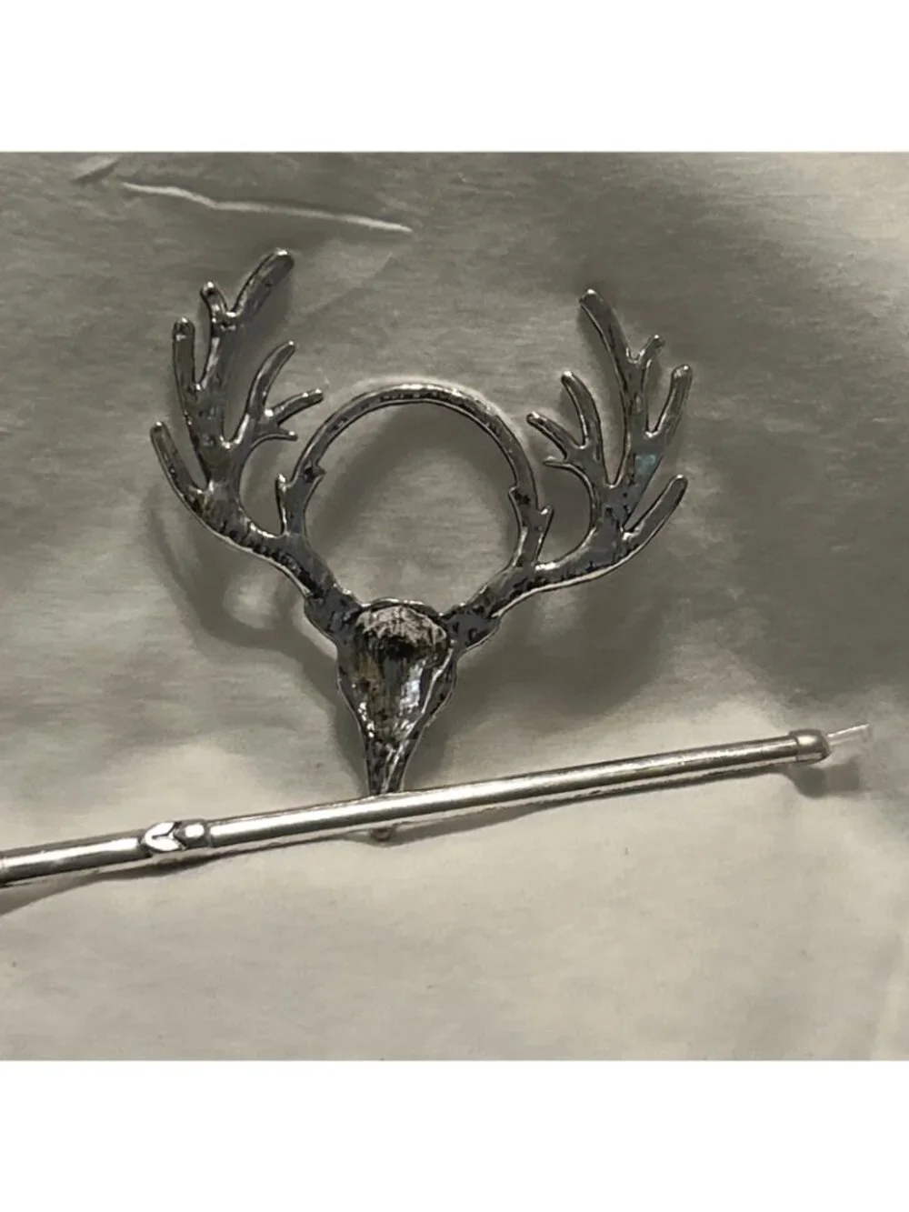Viking Deer Head Hair Pin W/blue Long Horns Methodology New